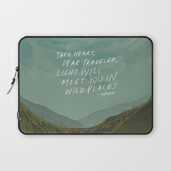 "Take Heart, Dear Traveller, Light Will Meet You In Wild Places." | Landscape Design Laptop Sleeve Gallery Image 1