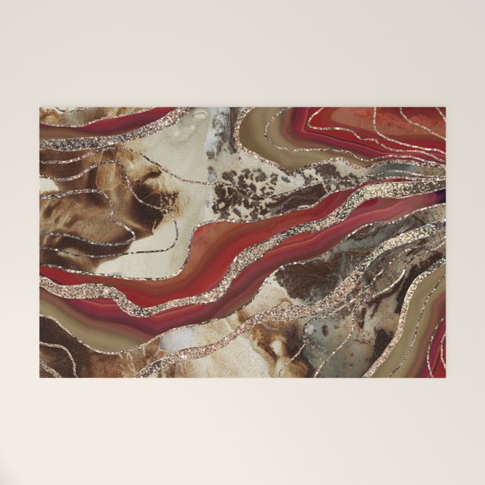 Liquid Marble Agate Glitter Glam #2 (Faux Glitter) #decor #art #society6 Welcome Mat Gallery Image 1