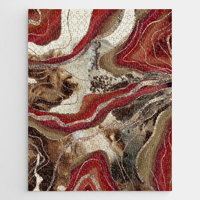 Liquid Marble Agate Glitter Glam #2 (Faux Glitter) #decor #art #society6 Jigsaw Puzzle Gallery Image 1