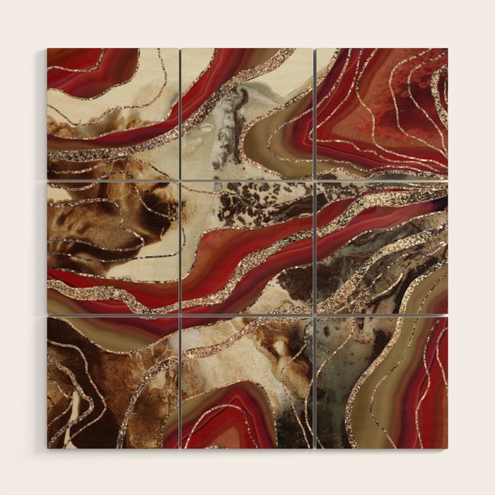 Liquid Marble Agate Glitter Glam #2 (Faux Glitter) #decor #art #society6 Wood Wall Art Gallery Image 1