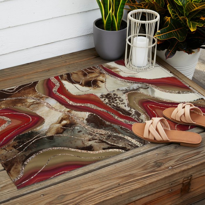 Liquid Marble Agate Glitter Glam #2 (Faux Glitter) #decor #art #society6 Outdoor Rug Gallery Image 2