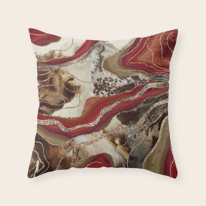 Liquid Marble Agate Glitter Glam #2 (Faux Glitter) #decor #art #society6 Throw Pillow Gallery Image 1