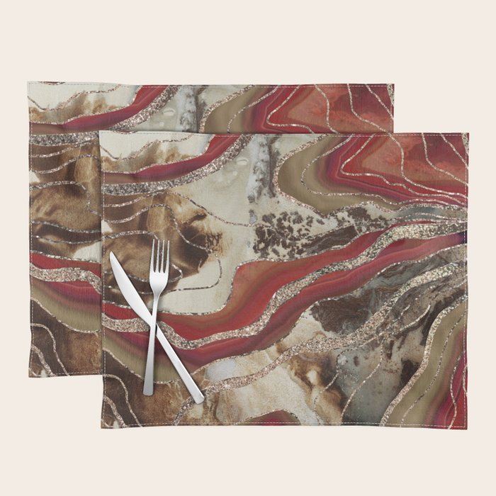 Liquid Marble Agate Glitter Glam #2 (Faux Glitter) #decor #art #society6 Placemat Gallery Image 1