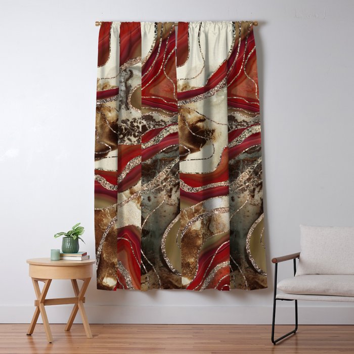 Liquid Marble Agate Glitter Glam #2 (Faux Glitter) #decor #art #society6 Window Curtain Gallery Image 1
