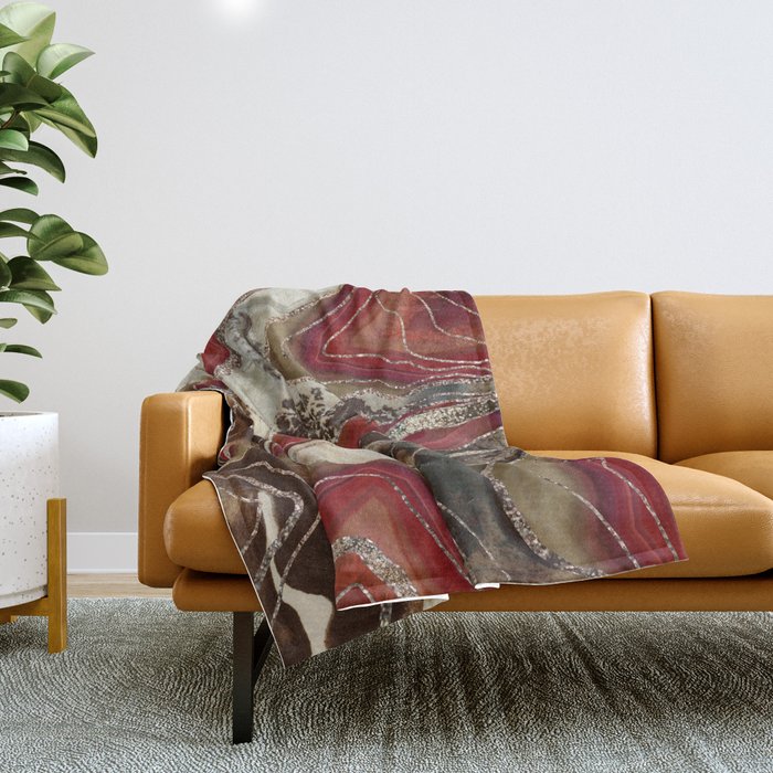 Liquid Marble Agate Glitter Glam #2 (Faux Glitter) #decor #art #society6 Throw Blanket Gallery Image 1