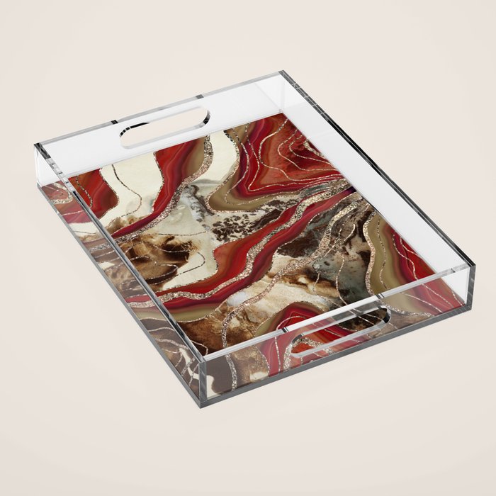 Liquid Marble Agate Glitter Glam #2 (Faux Glitter) #decor #art #society6 Acrylic Tray Gallery Image 1