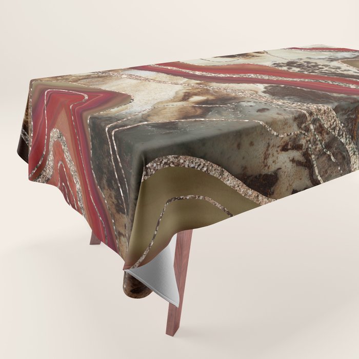Liquid Marble Agate Glitter Glam #2 (Faux Glitter) #decor #art #society6 Tablecloth Gallery Image 1