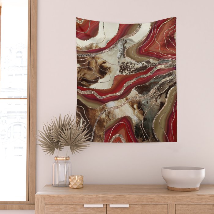 Liquid Marble Agate Glitter Glam #2 (Faux Glitter) #decor #art #society6 Wall Tapestry Gallery Image 2