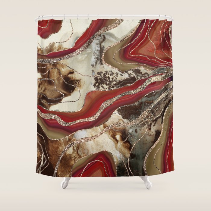 Liquid Marble Agate Glitter Glam #2 (Faux Glitter) #decor #art #society6 Shower Curtain Gallery Image 1