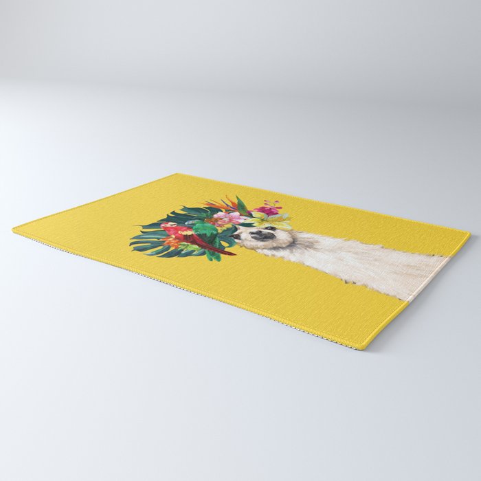 Aloha Hawaiian Llama in Yellow Rug Gallery Image 3