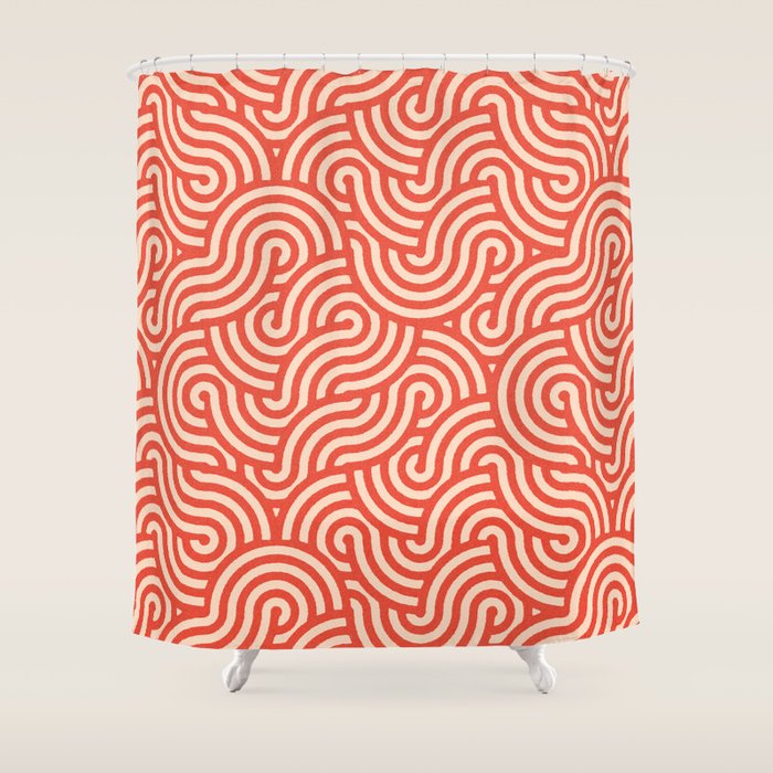 SWIRL Cayenne and Almond Shower Curtain Gallery Image 1