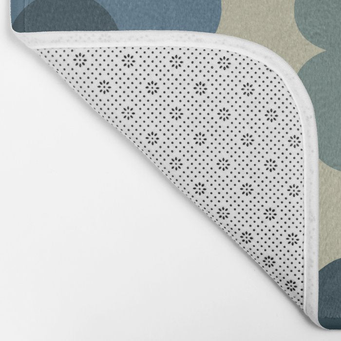 Such Cute Flowers Retro Floral Pattern in Muted Vintage Blue and Beige Bath Mat Gallery Image 2