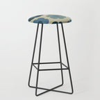 Such Cute Flowers Retro Floral Pattern in Muted Vintage Blue and Beige Stool Gallery Image 1