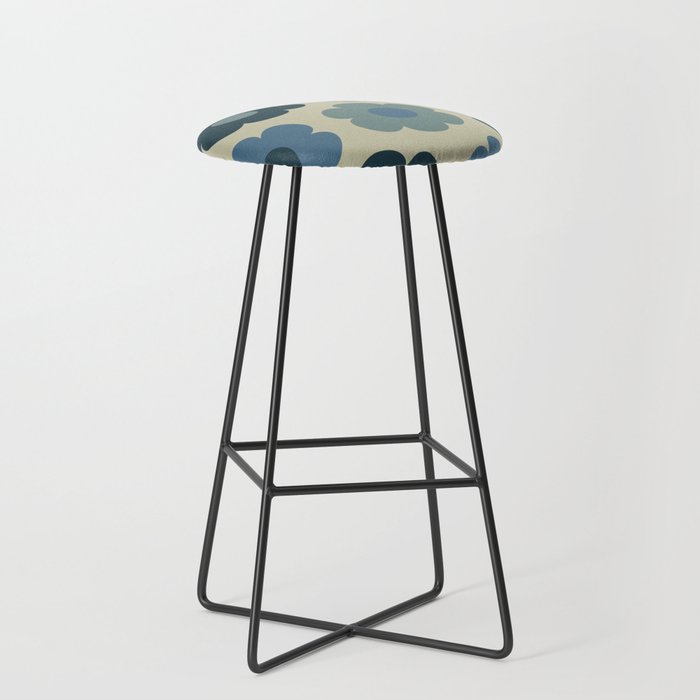 Such Cute Flowers Retro Floral Pattern in Muted Vintage Blue and Beige Stool Gallery Image 1