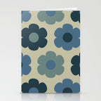 Such Cute Flowers Retro Floral Pattern in Muted Vintage Blue and Beige Stationery Card Gallery Image 2