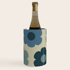 Such Cute Flowers Retro Floral Pattern in Muted Vintage Blue and Beige Wine Chiller Gallery Image 3