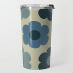 Such Cute Flowers Retro Floral Pattern in Muted Vintage Blue and Beige Travel Mug Gallery Image 2