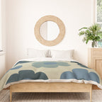 Such Cute Flowers Retro Floral Pattern in Muted Vintage Blue and Beige Duvet Cover Gallery Image 3