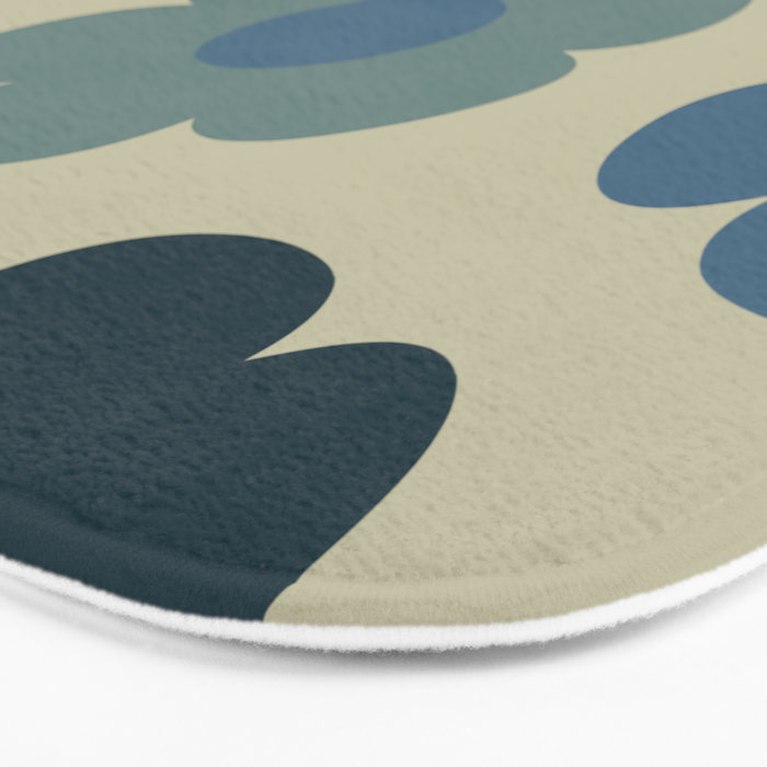 Such Cute Flowers Retro Floral Pattern in Muted Vintage Blue and Beige Bath Mat Gallery Image 3