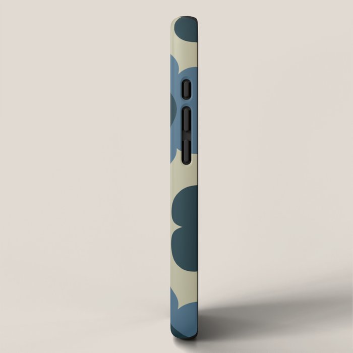Such Cute Flowers Retro Floral Pattern in Muted Vintage Blue and Beige iPhone Case Gallery Image 2