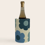 Such Cute Flowers Retro Floral Pattern in Muted Vintage Blue and Beige Wine Chiller Gallery Image 2