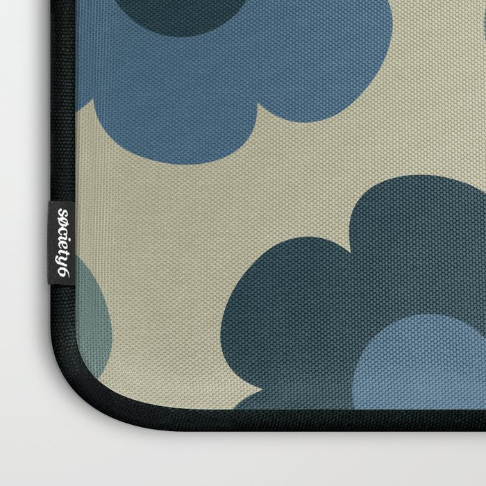 Such Cute Flowers Retro Floral Pattern in Muted Vintage Blue and Beige Laptop Sleeve Gallery Image 3