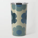 Such Cute Flowers Retro Floral Pattern in Muted Vintage Blue and Beige Travel Mug Gallery Image 1
