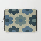 Such Cute Flowers Retro Floral Pattern in Muted Vintage Blue and Beige Laptop Sleeve Gallery Image 1