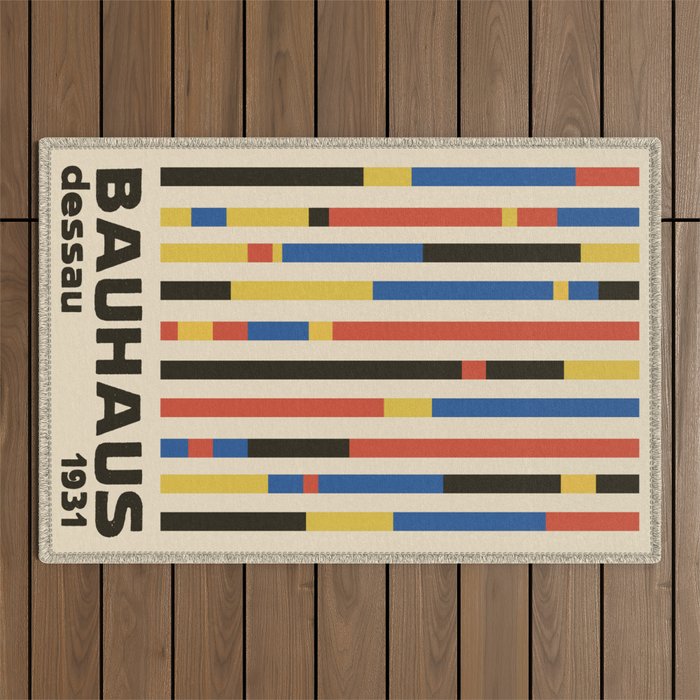 Bauhaus Dessau 1931 Modernist Minimal Homage Outdoor Rug Gallery Image 1