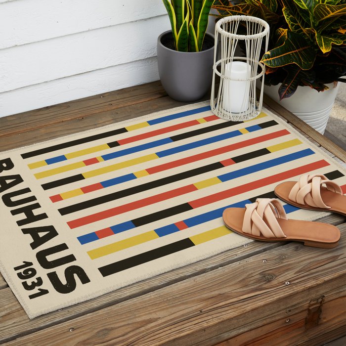 Bauhaus Dessau 1931 Modernist Minimal Homage Outdoor Rug Gallery Image 2