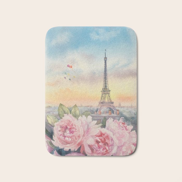 Parisian Peonies at Sunset Bath Mat Gallery Image 1