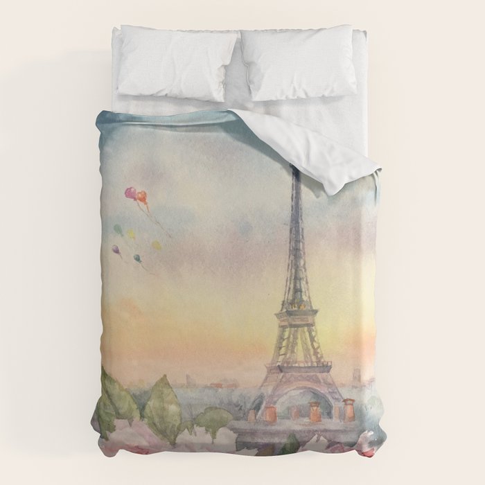 Parisian Peonies at Sunset Duvet Cover Gallery Image 1