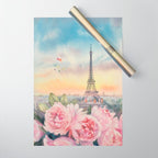 Parisian Peonies at Sunset Wrapping Paper Gallery Image 1