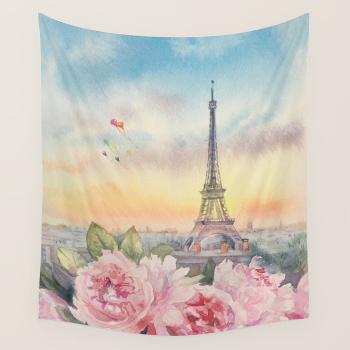 Parisian Peonies at Sunset Wall Tapestry Gallery Image 4