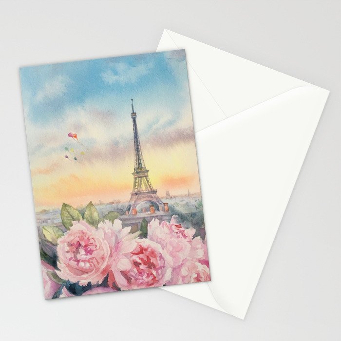 Parisian Peonies at Sunset Stationery Card Gallery Image 2