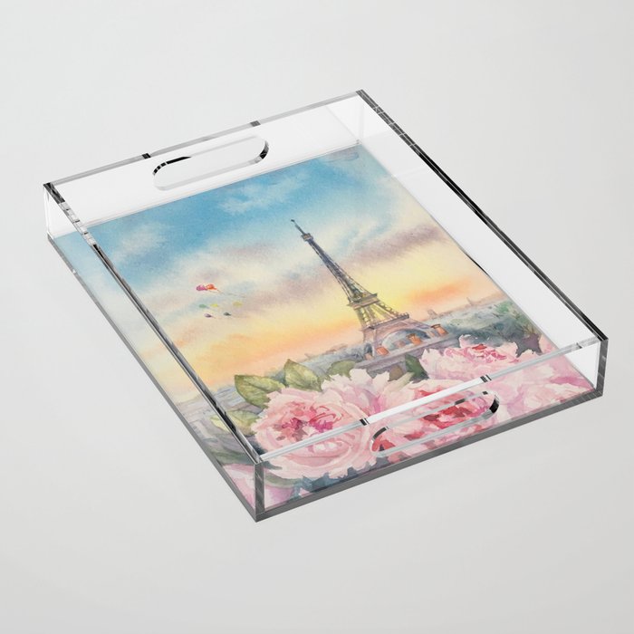 Parisian Peonies at Sunset Acrylic Tray Gallery Image 1