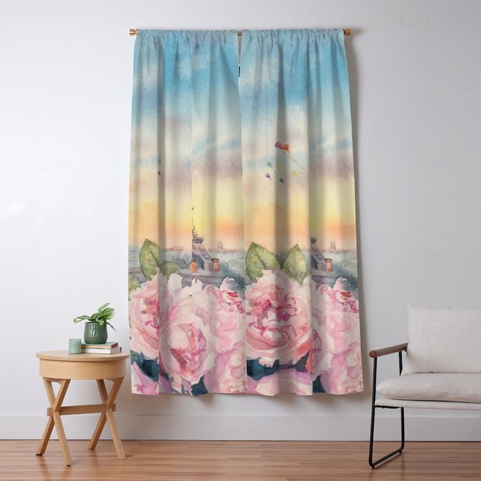 Parisian Peonies at Sunset Window Curtain Gallery Image 5