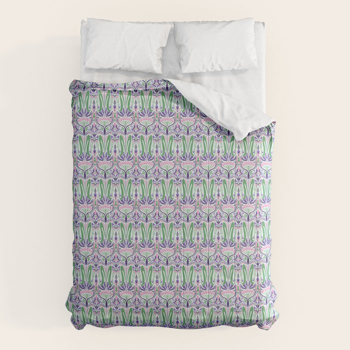 Art Nouveau Pattern 1 - Purple, Pink, Green Comforter Gallery Image 6