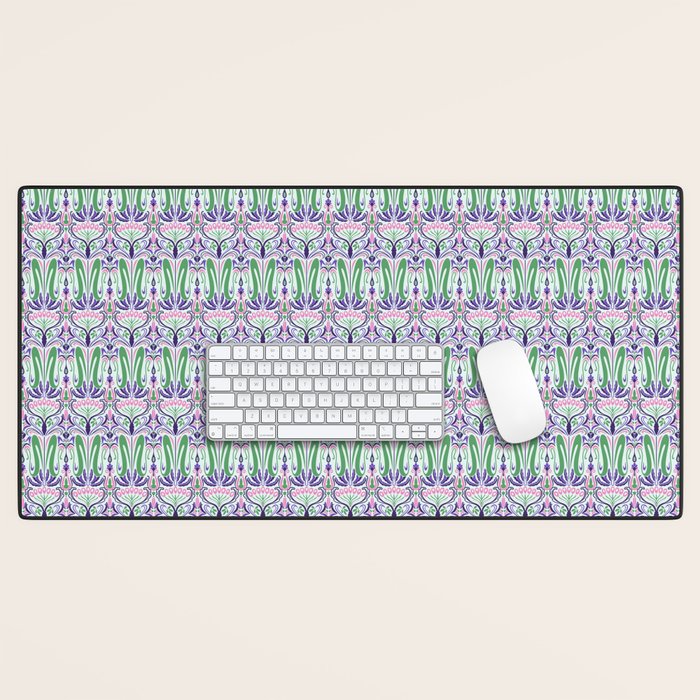 Art Nouveau Pattern 1 - Purple, Pink, Green Desk Mat Gallery Image 1