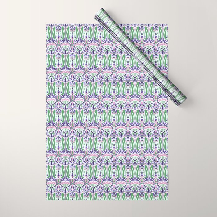 Art Nouveau Pattern 1 - Purple, Pink, Green Wrapping Paper Gallery Image 1