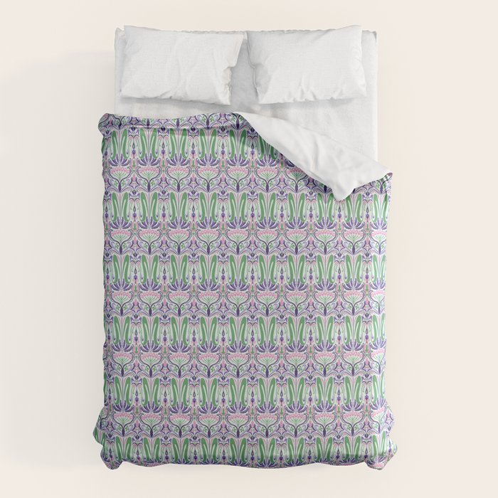 Art Nouveau Pattern 1 - Purple, Pink, Green Duvet Cover Gallery Image 6