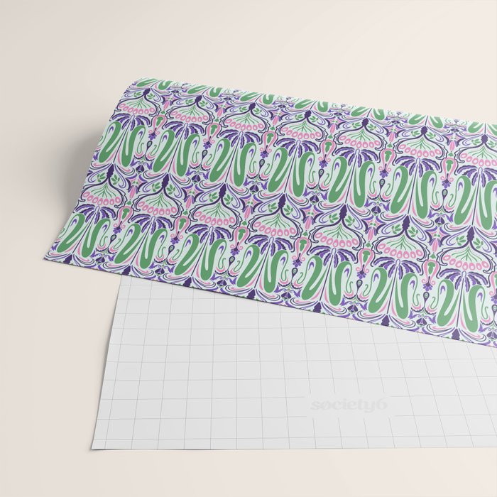 Art Nouveau Pattern 1 - Purple, Pink, Green Wrapping Paper Gallery Image 2
