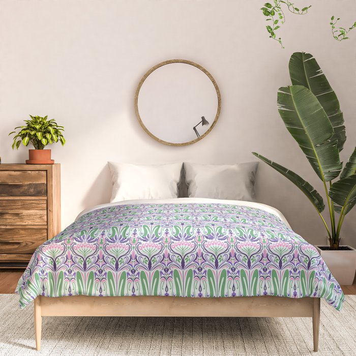 Art Nouveau Pattern 1 - Purple, Pink, Green Comforter Gallery Image 3