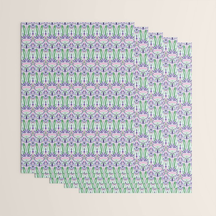 Art Nouveau Pattern 1 - Purple, Pink, Green Wrapping Paper Gallery Image 3