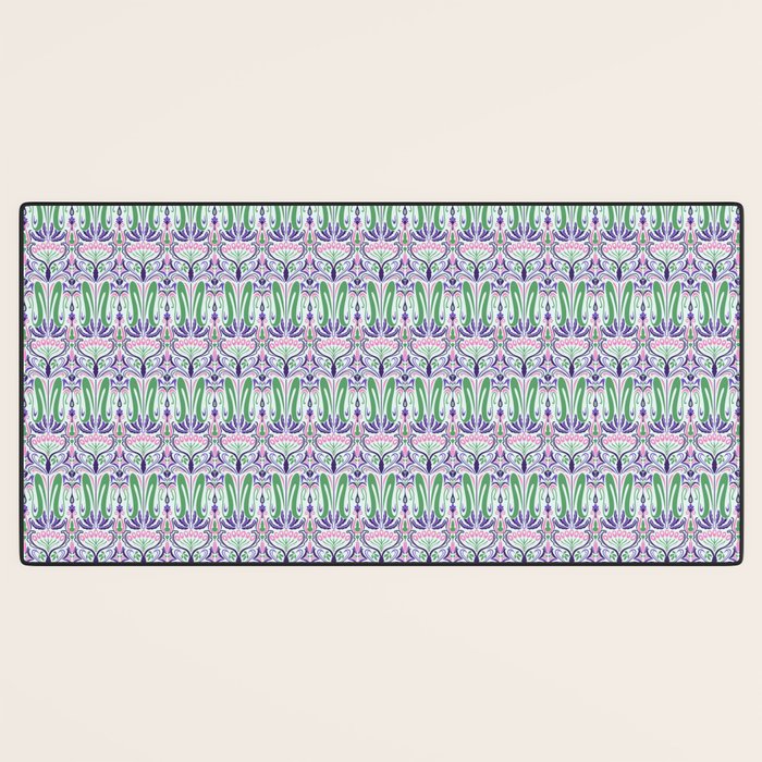 Art Nouveau Pattern 1 - Purple, Pink, Green Desk Mat Gallery Image 3