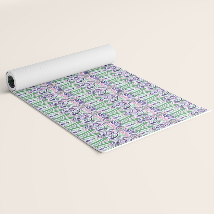 Art Nouveau Pattern 1 - Purple, Pink, Green Yoga Mat Gallery Image 2