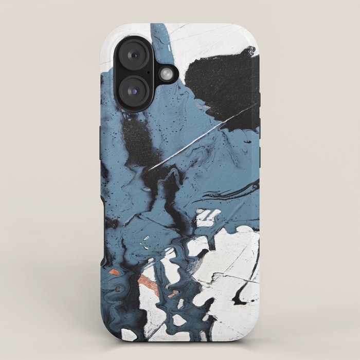 Black Diamond: A minimal, abstract mixed-media piece in black and blue by Alyssa Hamilton Art iPhone Case Gallery Image 1