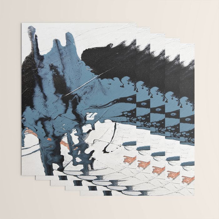 Black Diamond: A minimal, abstract mixed-media piece in black and blue by Alyssa Hamilton Art Wrapping Paper Gallery Image 3