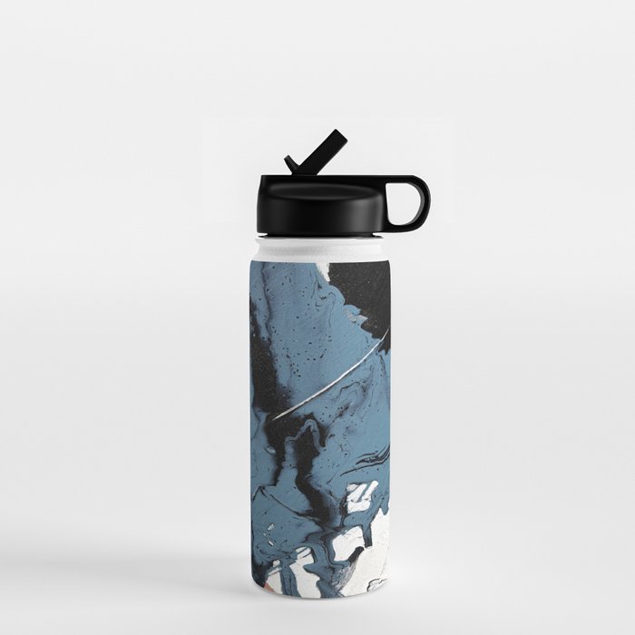 Black Diamond: A minimal, abstract mixed-media piece in black and blue by Alyssa Hamilton Art Water Bottle Gallery Image 1