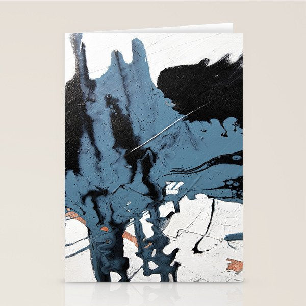 Black Diamond: A minimal, abstract mixed-media piece in black and blue by Alyssa Hamilton Art Stationery Card Gallery Image 2